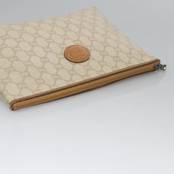 GUCCI GG Plus Supreme Clutch Bag PVC Beige Gold Auth bs23476 - Picture 6 of 16